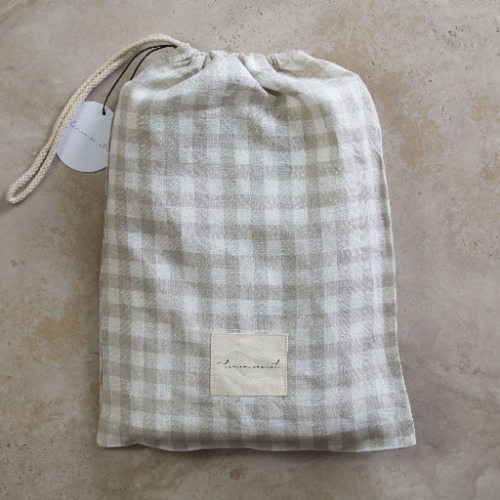 Dove Grey Gingham Linen Cot Sheet | Default Title