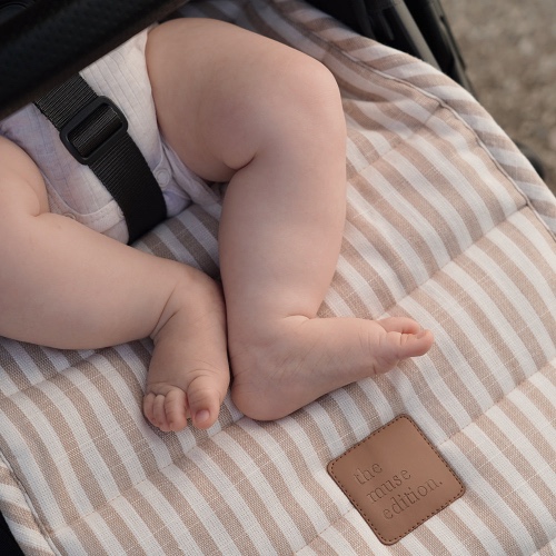 Natural Stripe Universal Linen Pram Liner | Default Title
