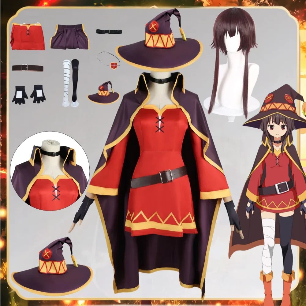 Anime Megumin Cosplay Kostuum Vrouwen Tovenares Jurk Outfits Megumin Cos Pruik Halloween Cos Kostuums - AliExpress 