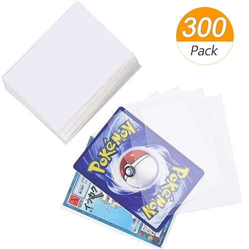 Homgaty 300 Pcs Standard Card Sleeves, Clear Penny Sleeves, Trading Card Sleeves for Pokemon, Magic, MTG, TCG, Gathering, Board Games, Yugioh, Dropmix, Dragon Shield Sleeves Holders (Transparent) - Transparent