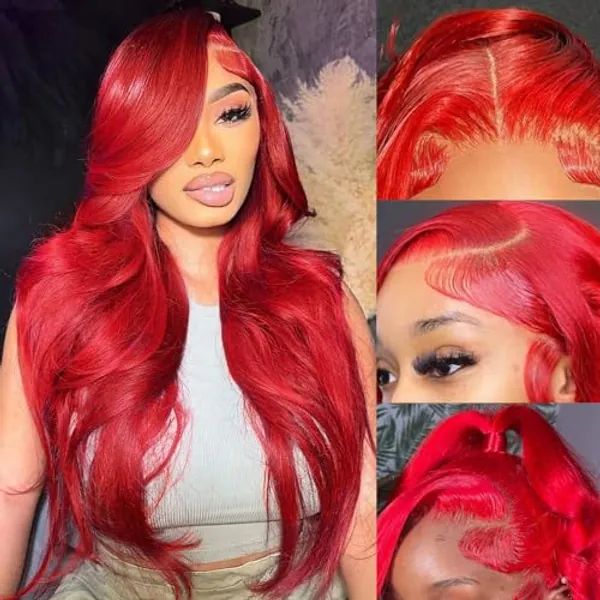 Avolo Red Lace Front Wigs Human Hair 13x4 Red Wig Human Hair Body Wave Lace Front Wigs Human Hair Colored 180% Density Red Frontal Wigs Human Hair 22Inch