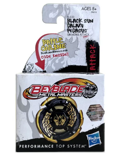 HASBRO Black Sun Gold Galaxy Pegasus / Pegasis GB145MS Metal Masters Beyblade