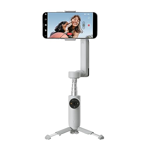 Insta360 Flow Gimbal Stabilizer for Smartphone, AI-Powered Gimbal, 3-Axis Stabilization, Built-in Tripod, Portable & Foldable, Auto Tracking Phone Stabilizer, Video Recording, Stone Gray - Stone Gray-Standalone
