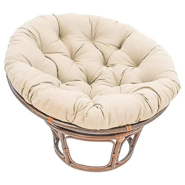 Cuscino per Sedia Papasan, Cuscino per Sedia Rotondo Papasan, Papasan Cuscino Sedia, Cuscino Impermeabile per Sedia per Giardino Esterno, Balcone e Soggiorno,Beige,110x110cm