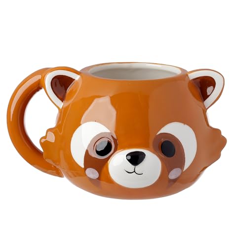 Tazza di Ceramica a Forma di Testa di Panda Rosso - Animali Dolci