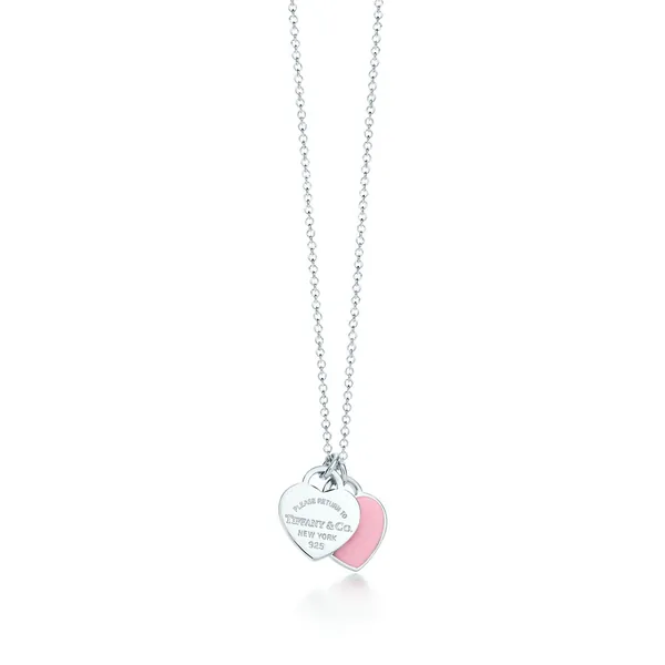 Tiffany® Pink Double Heart Tag Pendant