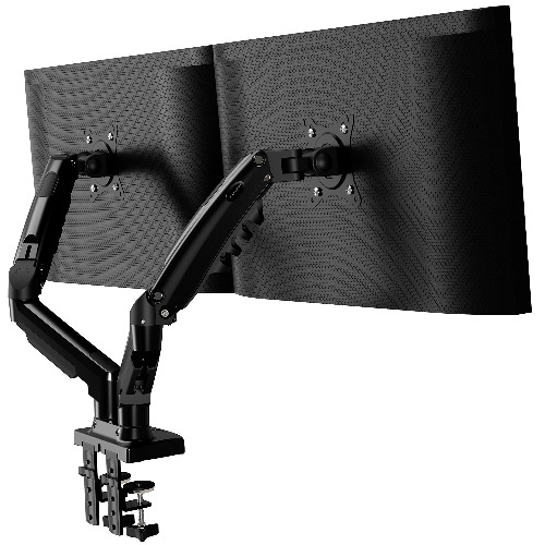 Invision Dual Monitor Arm Bureausteun voor 19 tot 32 inch schermen - VESA 75 & 100 mm standaard bureauklem - gereedschapsvrije hoogteverstelling met kanteldraaibare draaiing - Verhoogd draagvermogen van 2 - 9 kg (MX400)