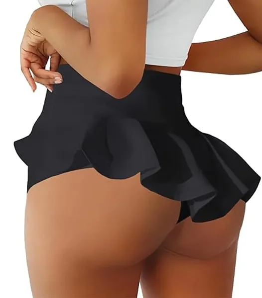 BZB Women's Cut Out Yoga Shorts Scrunch Booty Hot Pants High Waist Gym Workout Active Butt Lifting Sports Leggings - XX-Large - X-black