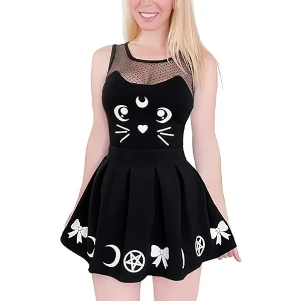 Littleforbig Cotton Romper Onesie Pajamas Bodysuit - Luna Onesie Skirt Set - 4X-Large - Black