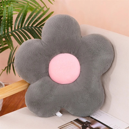 Colorful Cute Kawaii Flower Cozy Cushion - grey