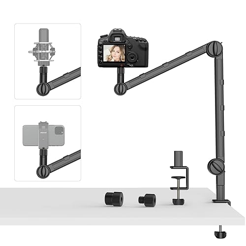 VIJIM LS25 Camera Desk Mount, Flexible Overhead Webcam Stand with Boom Arm, Table C-Clamp Suitable for Photography Videography Live Stream - LS25