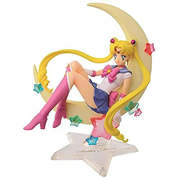 Sitting Sailor Moon Cake Toppers Anime Elegant Tsukino Usagi Princess Collectible Resin Action Figure Ornaments for Teenagers Birthday Party