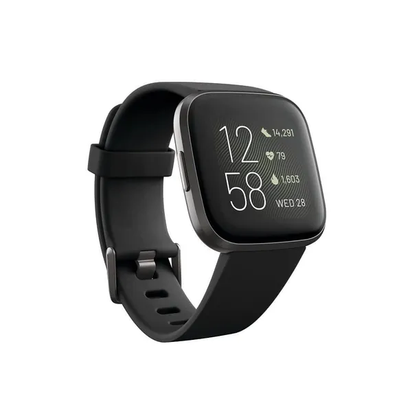 Fitbit Versa 2 Health and Fitness Smartwatch with Heart Rate, Music, Alexa Built-In, Sleep and Swim Tracking, Black/Carbon, One Size (S and L Bands Included) - Black/Carbon Versa 2 Smartwatch