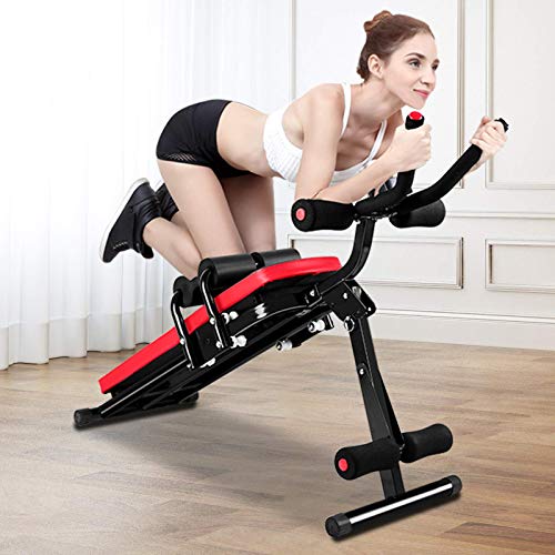Bigzzia Ab Machine, Ab Workout Equipment Machine for Stomach Workout Foldable Abdominal Trainer for Home Gym Adjustable Ab Exercise Bench Crunch Machine for Core Abdomen - Red