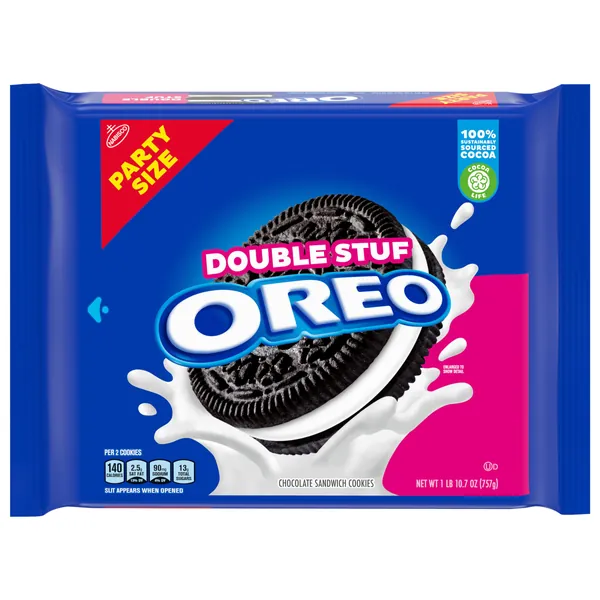 OREO Double Stuf Chocolate Sandwich Cookies, Party Size, 10.7oz (net 26.7oz) - 1.7 Pound (Pack of 1)