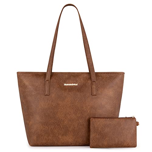 Montana West Tote Bags Vegan Leather Purses and Handbags for Women Top Handle Ladies Shoulder Bags - *2a-brown