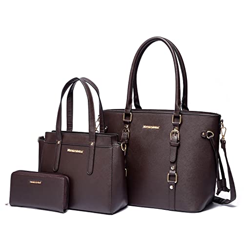 Montana West 3PCS Purses for Women Tote Purse and Wallet Set Shoulder Satchel Bags - *Coffee