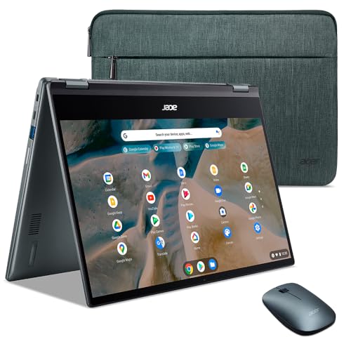 acer Chromebook Spin 514 CP514-1H-R0VX Laptop | AMD Ryzen 3 3250C | 14" FHD IPS Touch Display | 8GB DDR4 | 64GB eMMC | Wi-Fi 5 | HD Webcam | Backlit Keyboard | Chrome OS | Sleeve | Mouse | Green - Ryzen 3 8GB / 64GB - 14" FHD