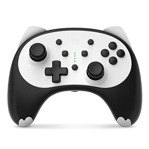 IINE Cute Switch Controller, Bluetooth Cartoon Kitten Nintendo Switch Controllers Wireless, Kawaii Light Switch Gaming PC Controller with TURBO/Double Vibration Function (Black) - Black