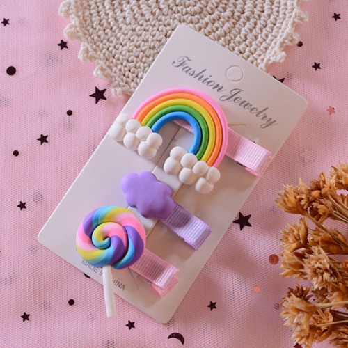 Candy Rainbow Hair Clips - Purple