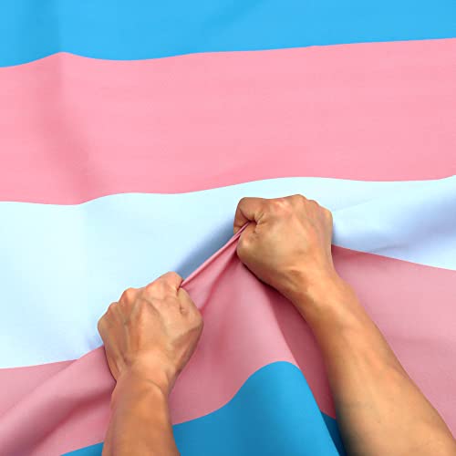 Anley Rip-Proof Technology Double Sided 3-Ply Transgender Flag 3x5 Foot - Vivid Color, Canvas Header and Wrinkle Resistant - The Strongest, Longest Lasting LGBT Pride Month Parade Flags 3 X 5 Ft - Rip-Proof Fabric