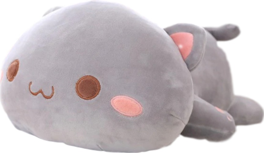 Kawaii Lying Cat Plush (4 VARIANTS, 3 SIZES) - 14″ / 35 cm / Gray