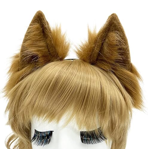 Agymo Handmade Cat Ears Cosplays,Animal headbands, Fox Wolf Animal ears, Costume Headwear Halloween costume - Big ears - Pure Brown