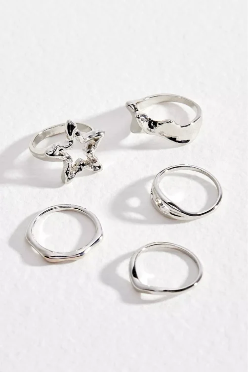 Silence + Noise Molten Star Rings 5-Pack