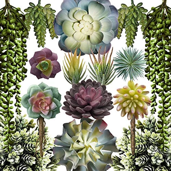 caqpo Artificial Succulents - 15 Pack - Premium Unpotted Succulent Plants Artificial - Realistic Textured Succulents - Fake Succulent Plants for DIY - Faux Cactus Plant Bulk - Feaux Succulent Plants