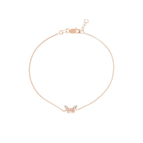 Diamond Butterfly Anklet - 14K Rose Gold