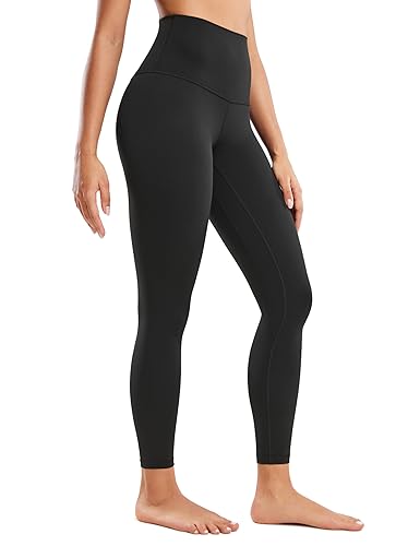 CRZ YOGA Super High Waisted Butterluxe Workout Leggings 25'' - Over Belly Buttery Soft Full Length Yoga Pants for Women - Medium - Black