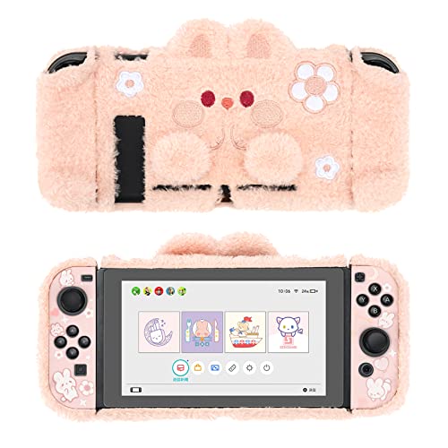GeekShare Cute Plush Protective Case Cover Compatible with Nintendo Switch 2017- Shock-Absorption and Anti-Scratch Skin Case - Plush Rabbit - For Nintendo Switch 2017