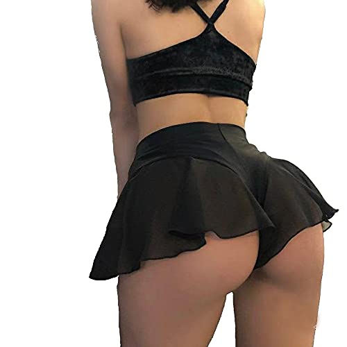 Women's High Waist Workout Gym Shorts Sexy Club Hot Pants Yoga Booty Shorts Dance Skirts - A-black - Small