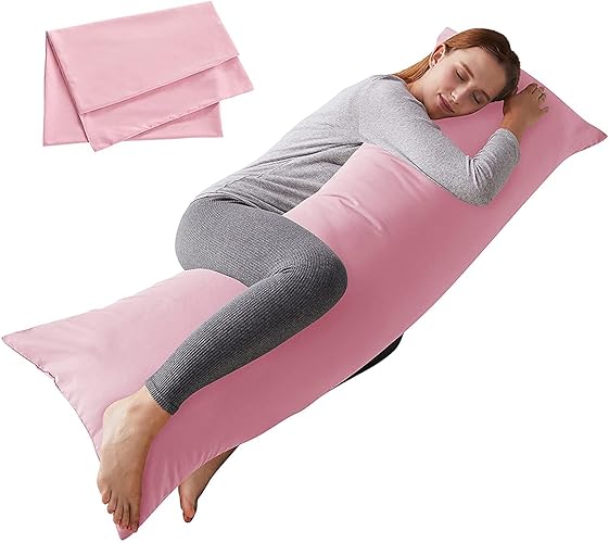 ELNIDO QUEEN Body Pillow with Pillowcase - Soft Long Bed Pillow for Adults - Breathable Full Body Pillow Insert for Sleeping, 20x54inches - Pink - Pink