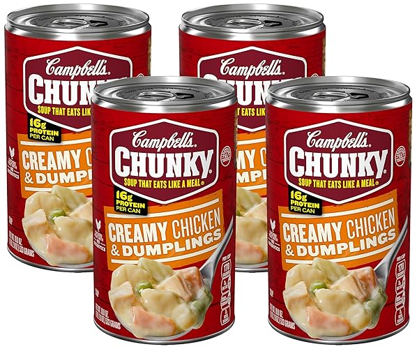 Campbell's Chunky Soup, Creamy Chicken and Dumplings Soup, 18.8 Oz Can (Pack of 4)