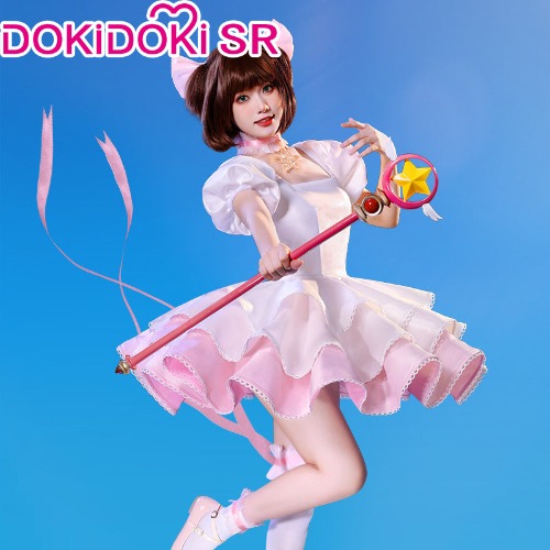 【No More Restock After Sold Out】DokiDoki-SR Anime Card Captor Sakura Cosplay Kinomoto Sakura Costume Women Pink  White Cardcaptor Sakura | L