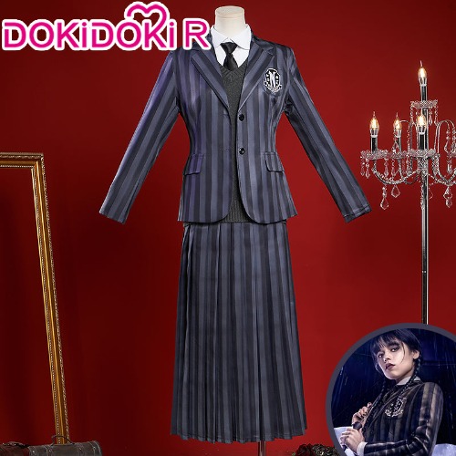 【Size S-2XL】DokiDoki-R TV Wednesday Cosplay Wednesday Addams Costume Uniform | M