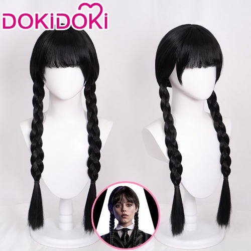 DokiDoki TV Wednesday Cosplay Wednesday Addams Wig Long Black Hair | Wednesday Addams-PRESALE