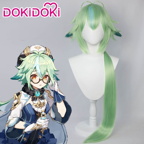 【Ready For Ship】DokiDoki Game Genshin Impact Cosplay  Sucrose   Wig Long Green | Sucrose