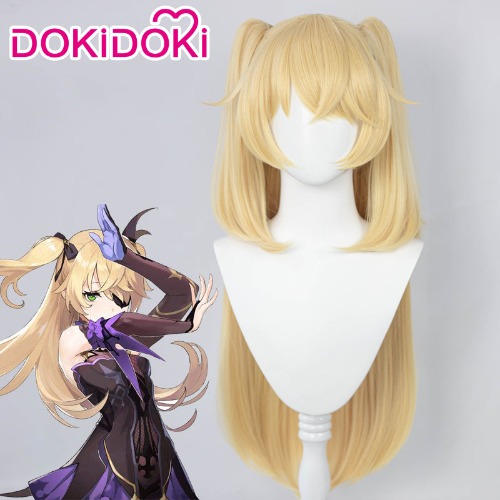 【Ready for ship】DokiDoki Game Genshin Impact Cosplay Fischl Cosplay Wig Long Ponytail Blonde | Fischl