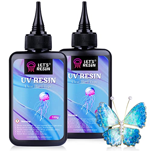 LET'S RESIN UV Resin,200g Low Viscosity Crystal Clear Ultraviolet Thin Epoxy Resin, Quick-Curing&Low Shrinkage UV Resin Kit for Crafts, Jewelry Making, Casting - 200G UV RESIN