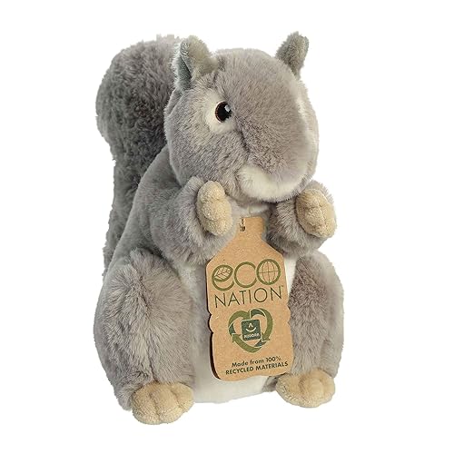 Aurora® Eco-Friendly Eco Nation™ Squirrel Stuffed Animal - Environmental Consciousness - Recycled Materials - Gray 8 Inches - Eco Nation - 8 inches