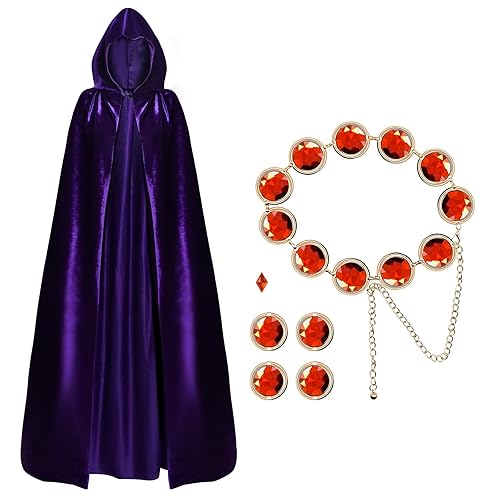 Wildox Women's Halloween Cosplay Costume,Purple Cape and Anime Cosplay Waist Belt, Costumes Props Set - M,51 inch