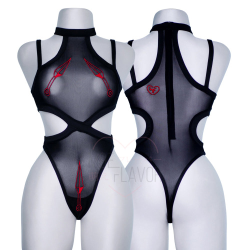 Slice Mesh Bodysuit - Black / L/XL