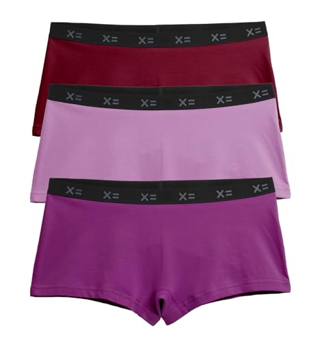 TomboyX Boy Short Underwear For Women, Lightweight Cotton Stretch Comfortable Boxer Briefs Panties, (XS-4X), Multipack - Medium - 3 Pack Amethyst
