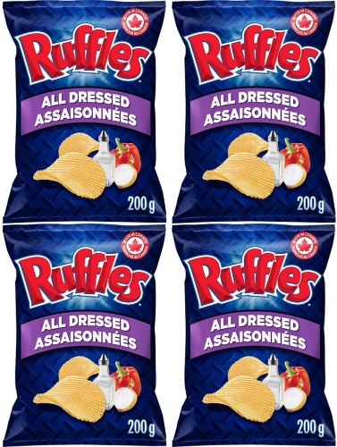 Ruffles All Dressed Chips 200G x 4 Bags + Free Tote (Tony & Annies), 7.05 Ounce (Pack of 4)