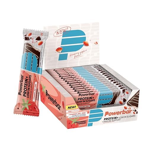Powerbar - Protein Plus - Low Sugar - Strawberry Yoghurt - 16x35g - High Protein Low Sugar Immun-Riegel - Immune Support - Strawberry Yoghurt - 16x35g