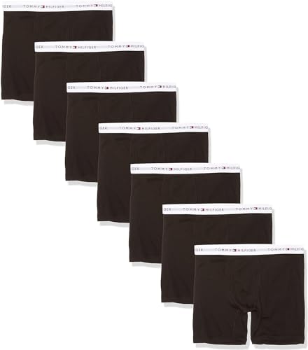 Tommy Hilfiger Men's Underwear Cotton Classics Megapack Boxer Brief - Amazon Exclusive - Small - 7 Black