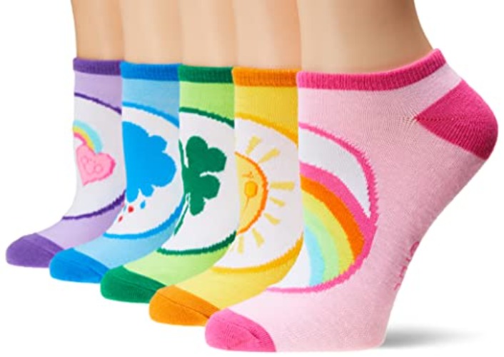 Care Bears Womens 5 Pack No Show Socks, Multi, 9-11