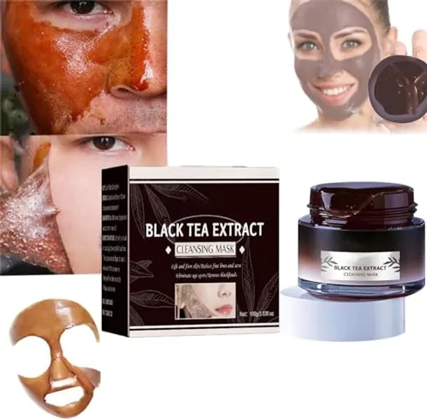 Pelinuar - Maschera peel off al tè nero, maschera peel off per la pelle del tè nero, maschera per il tè nero, maschera per rimuovere i punti neri, illumina la pelle, rimuove i punti neri (2 pezzi)